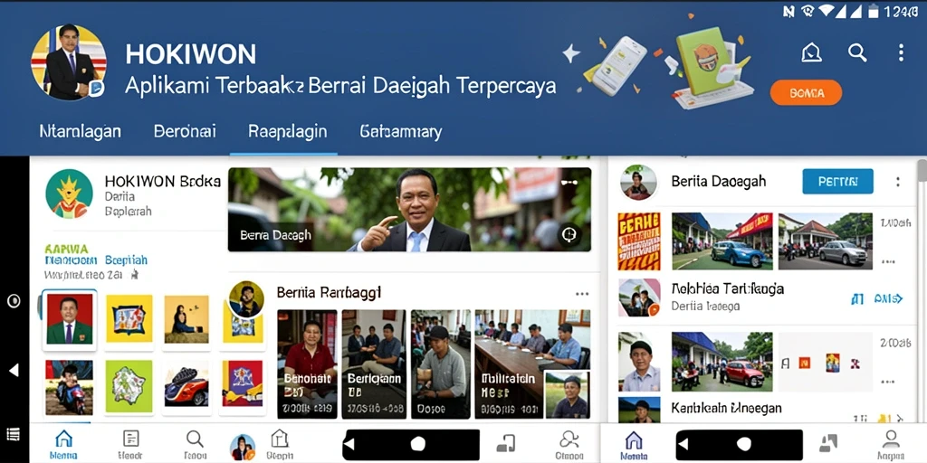 Tampilan antarmuka pengguna HOKIWON dengan berita daerah terbaru.