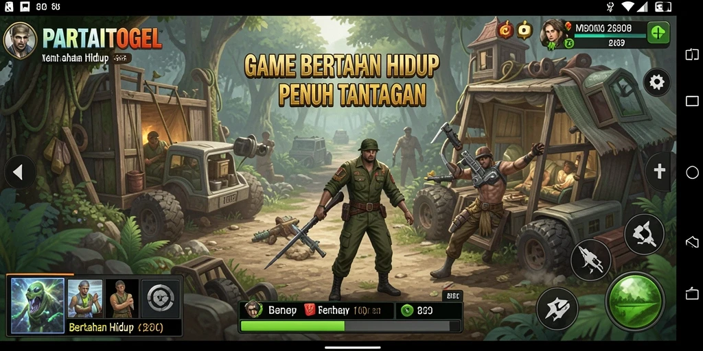 Antarmuka PARTAITOGEL yang menampilkan aksi bertahan hidup menarik.