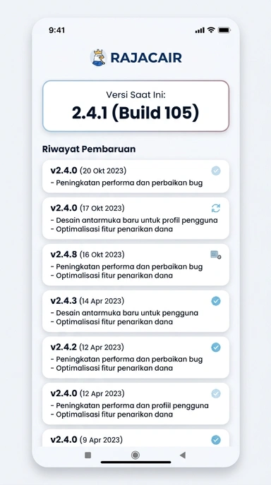 Riwayat Versi Aplikasi rajacair untuk Android